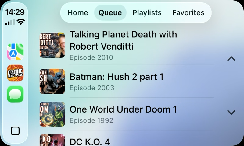 Comic Geek Speak on Apple CarPlay